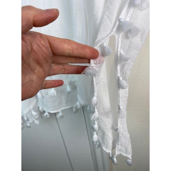 Sea Folly Australia Women's OS White Tassel Gauzy Swim Cover-Up - Picture 2 of 6